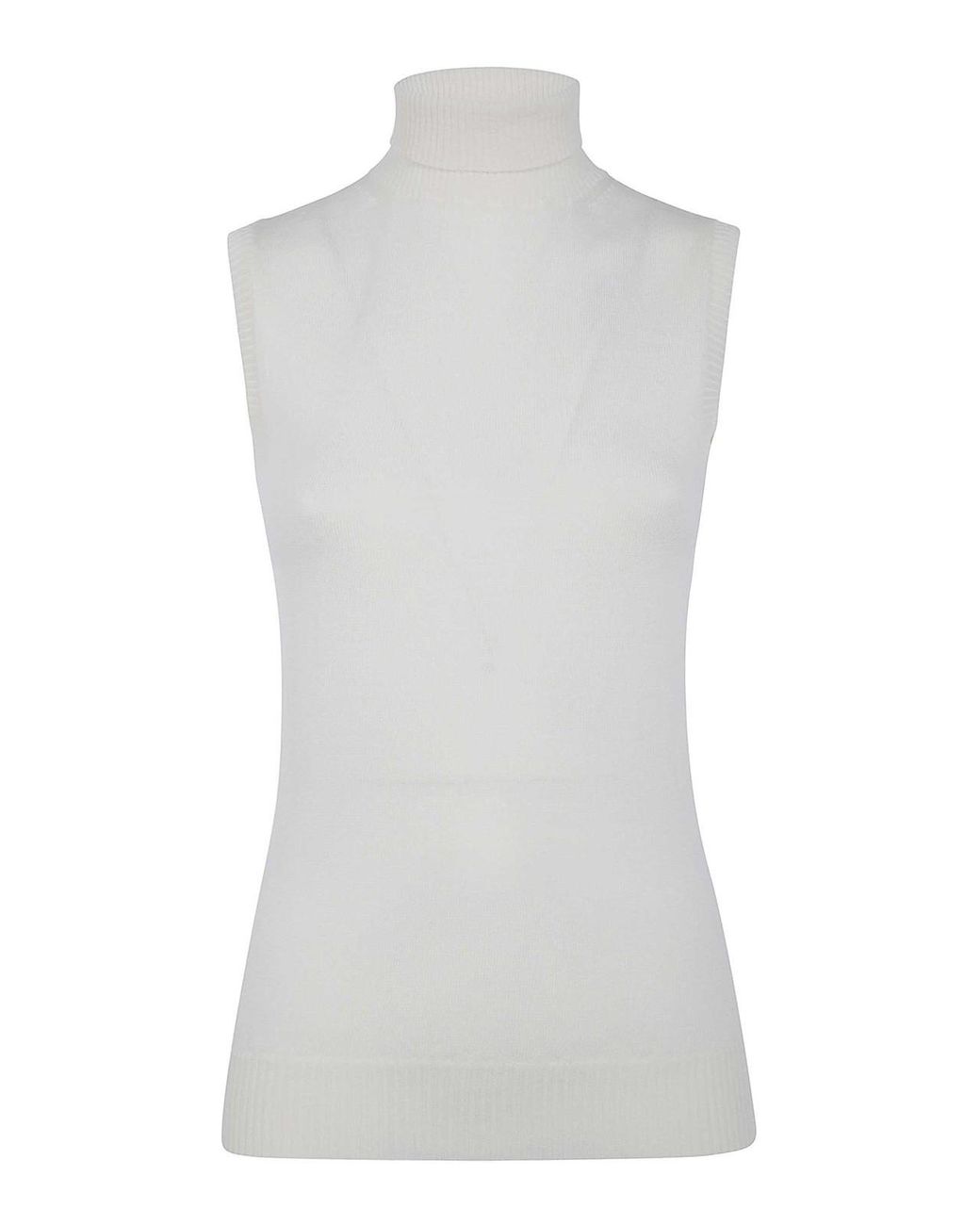 Sportmax White Spx Eschimo Turtleneck Sleevesless Sweater