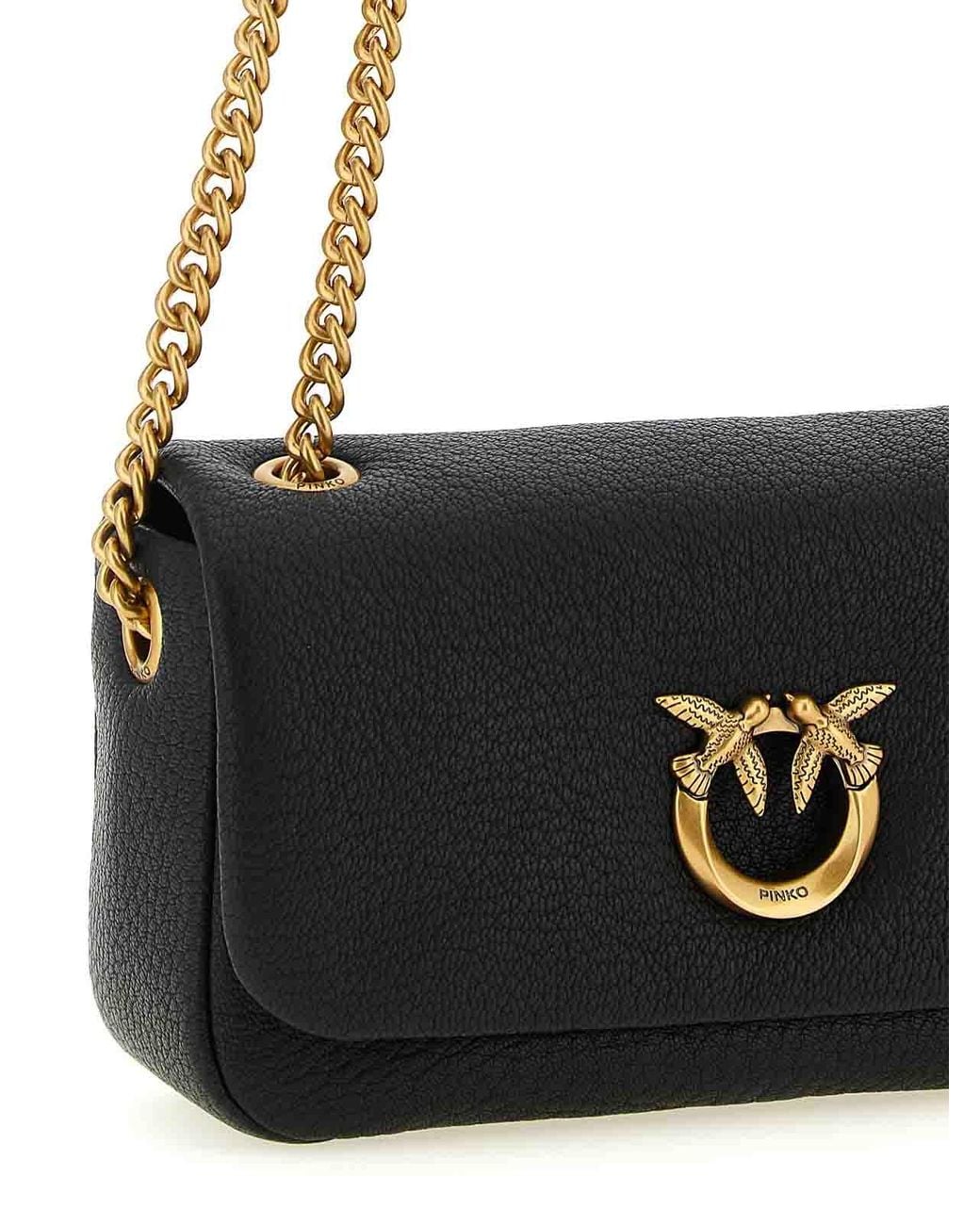 Pinko Black Love Birds' Shoulder Bag