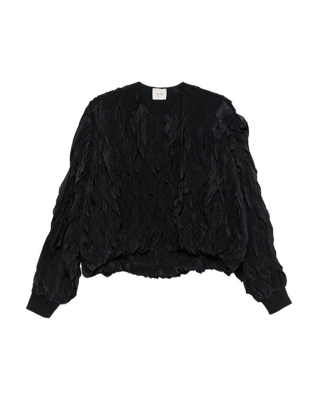 Alysi Black Ruffled Bomber Jacket