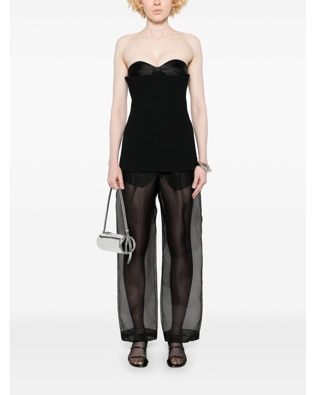 Khaite Black Trenton Silk Organza Trousers