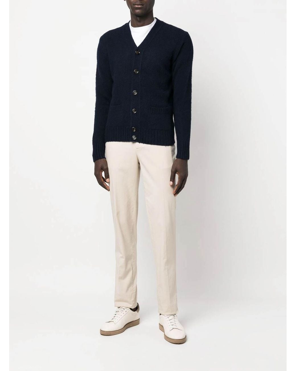 Aspesi Blue Wool Cardigan With Pockets for men