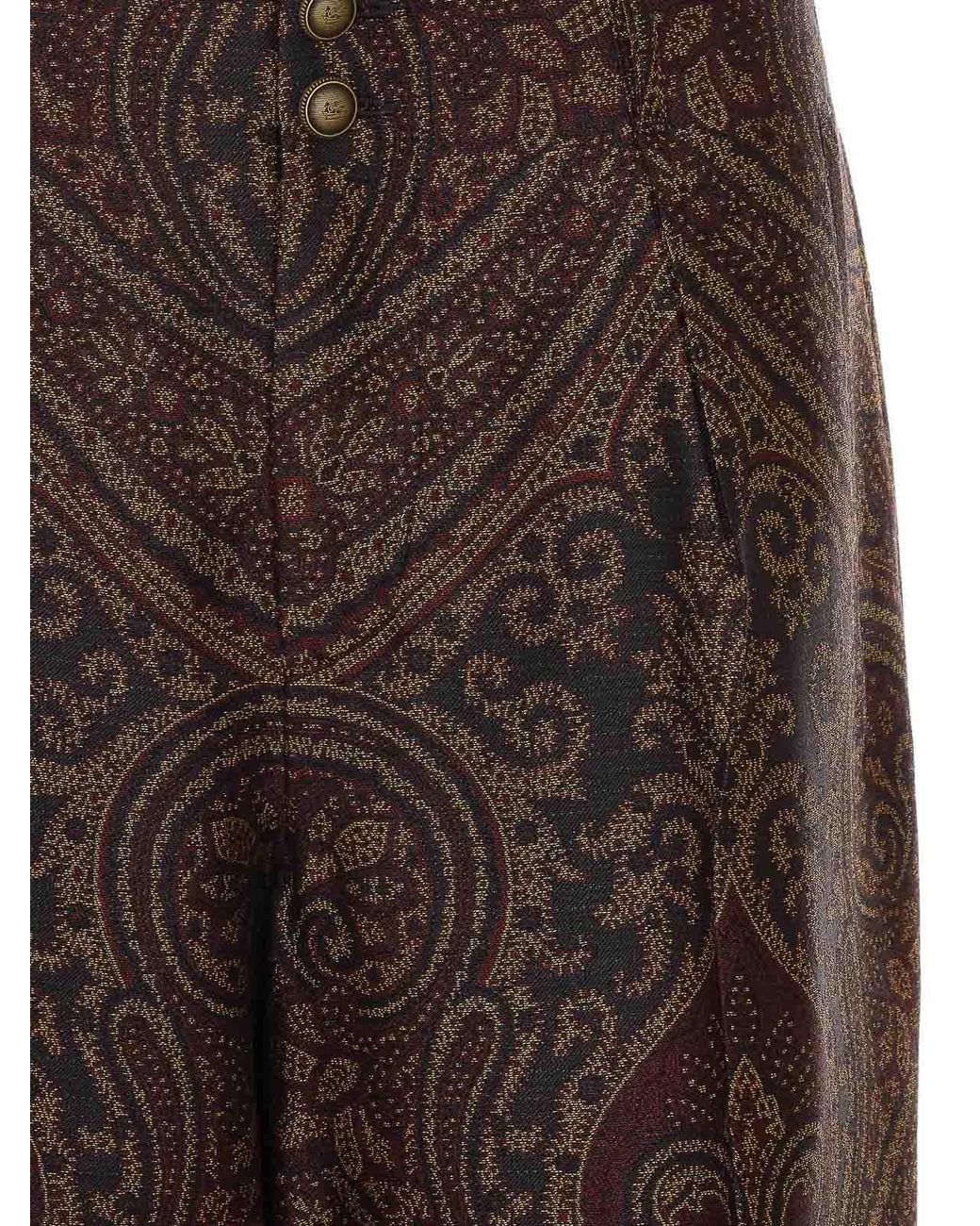 Etro Brown Paisley Print Pants