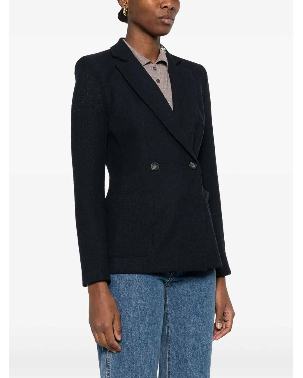 Harris Wharf London Blue Double Chest Jacket