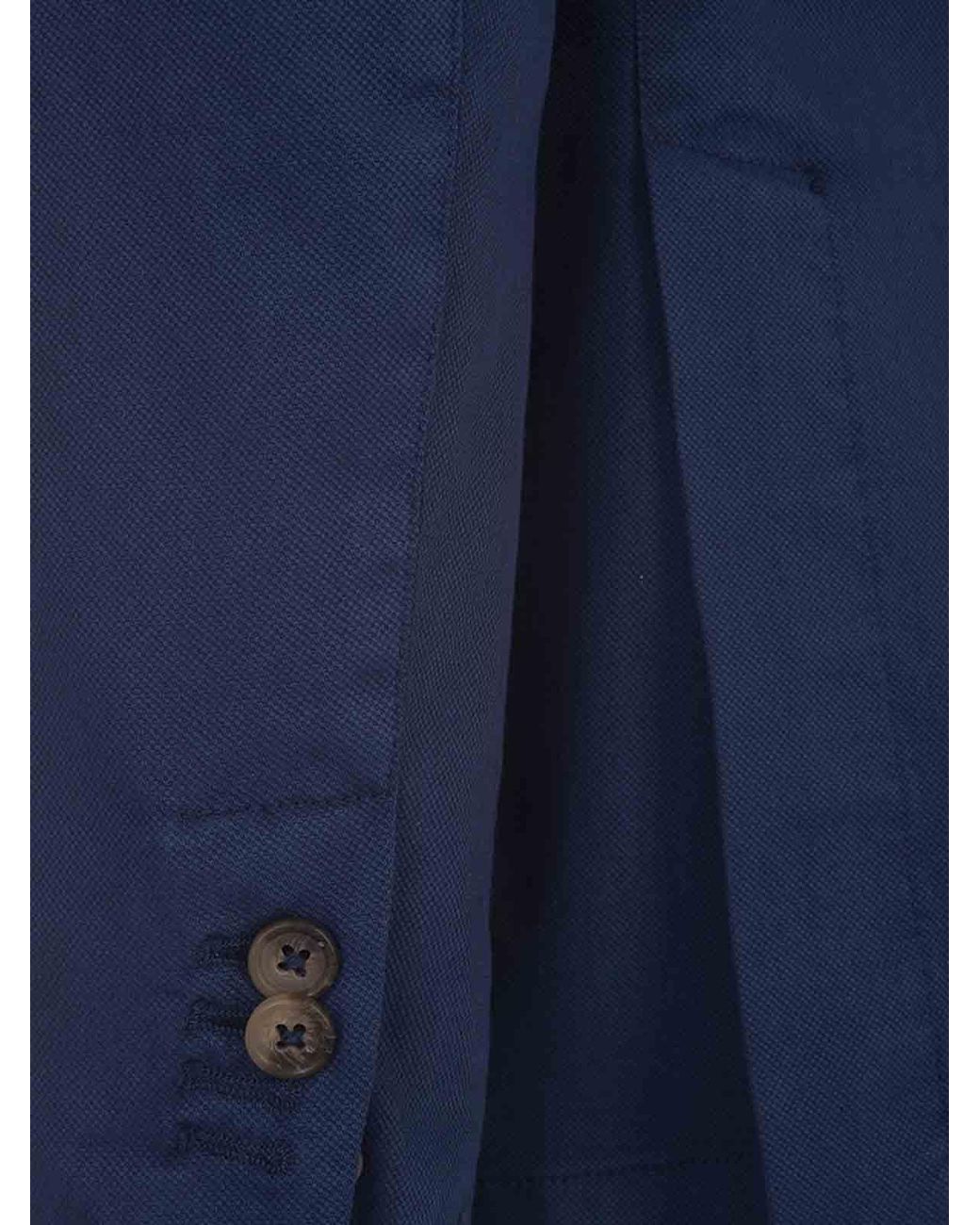RUSSO CAPRI Blue Oxford Cotton Blazer for men