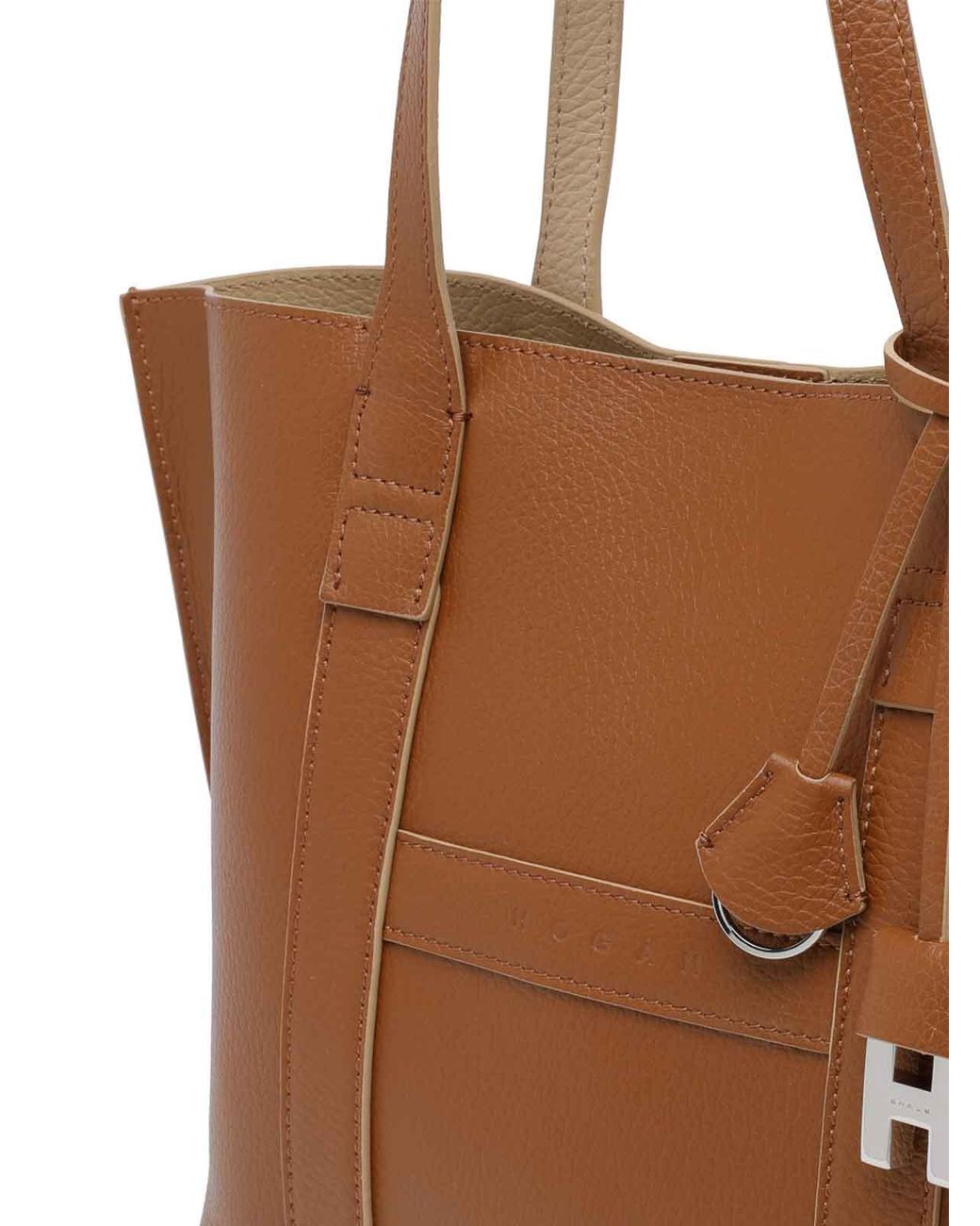 Hogan Brown Small Script Shopping Bag