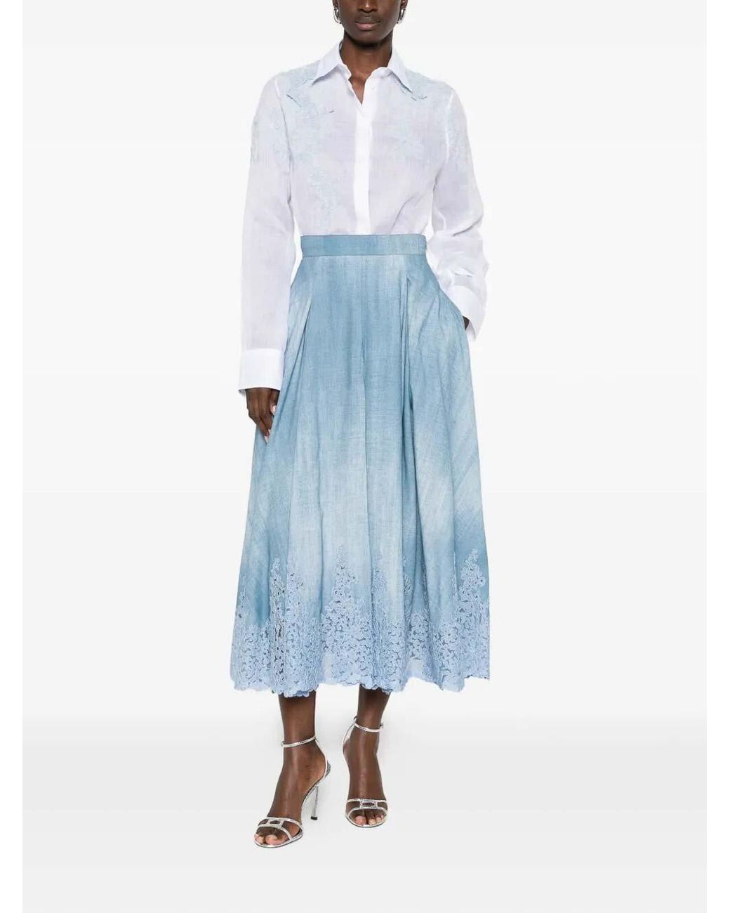 Ermanno Scervino White Floral-Embroidered Shirt