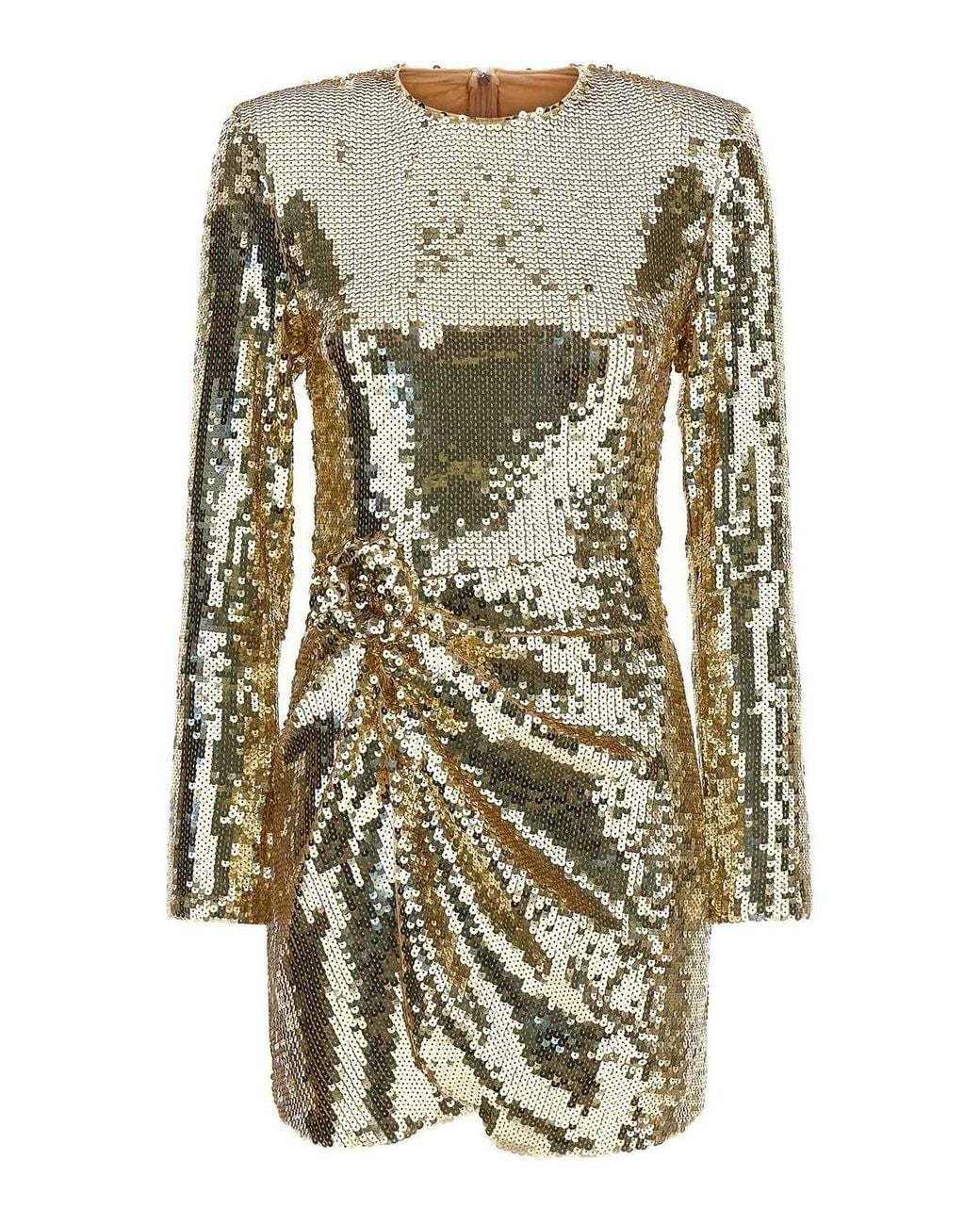 ROTATE BIRGER CHRISTENSEN Metallic Long-Sleeve Sequin Mini Dress