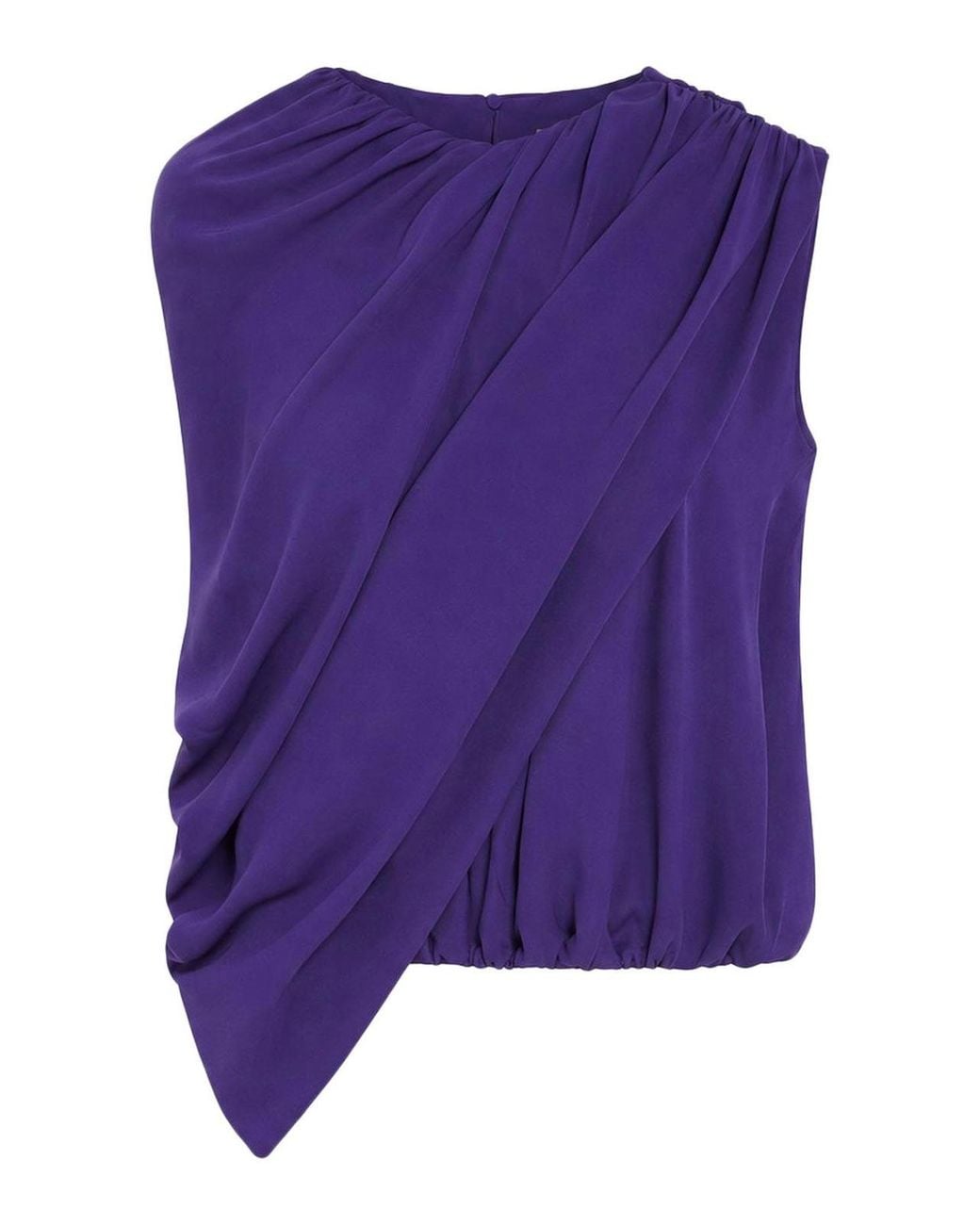 Balenciaga Purple Silk Cady Cape Top