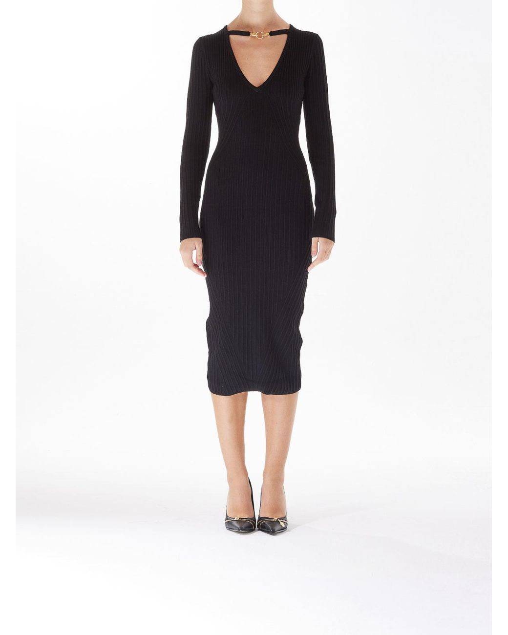 Just Cavalli Black Long Sleeve Lurex Dress