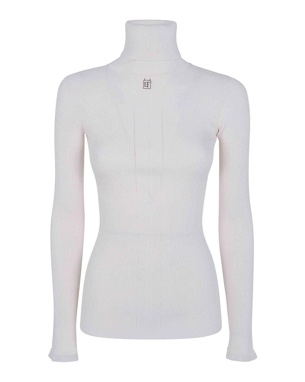 Elisabetta Franchi White Tricot Turtle Neck Sweater