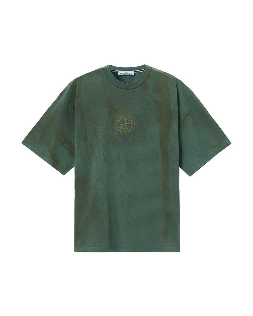 Stone Island Green Regular-Fit Bark Tee Print T-Shirt for men