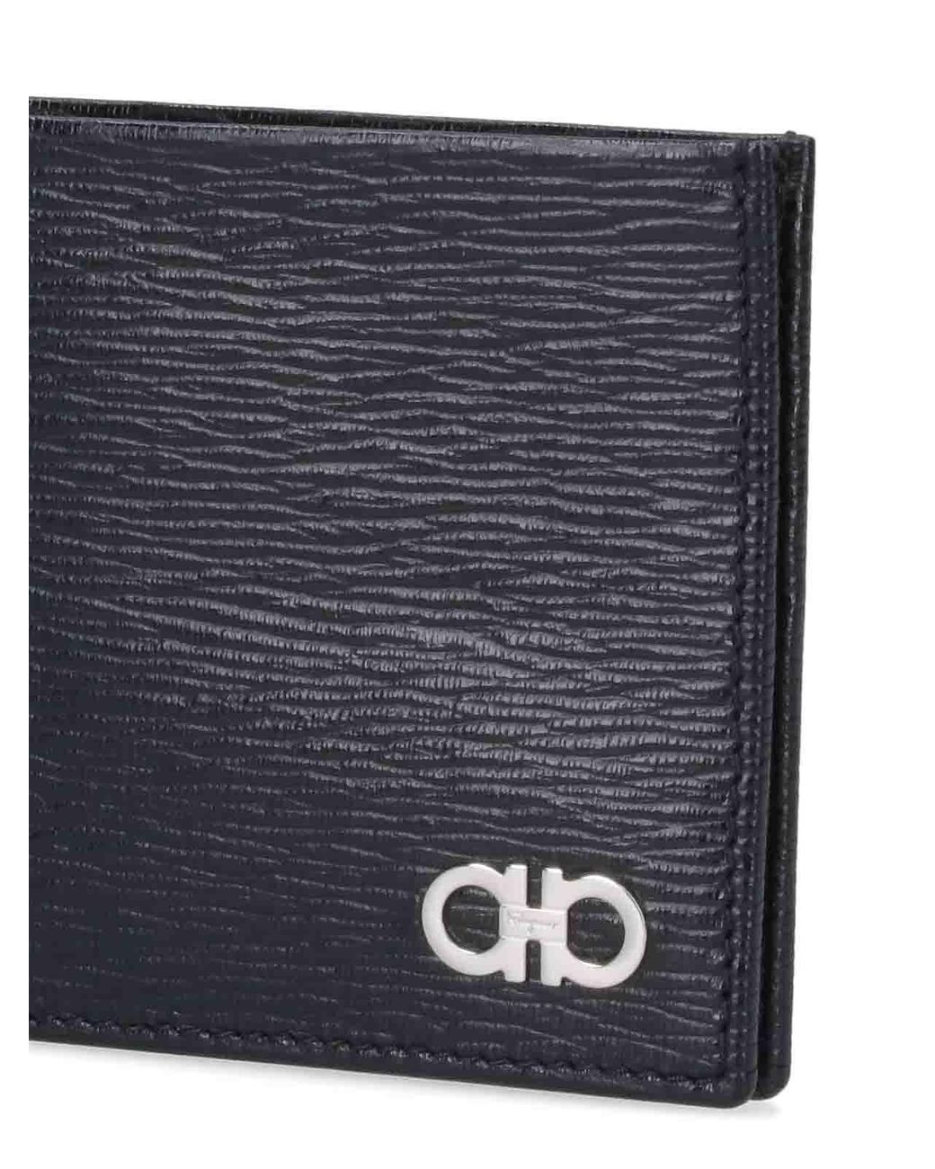 Ferragamo Black Crinkle Leather Bifold Wallet for men