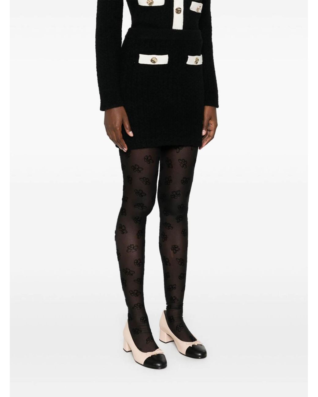 Self-Portrait Black Cashmere Blend Knit Skirt