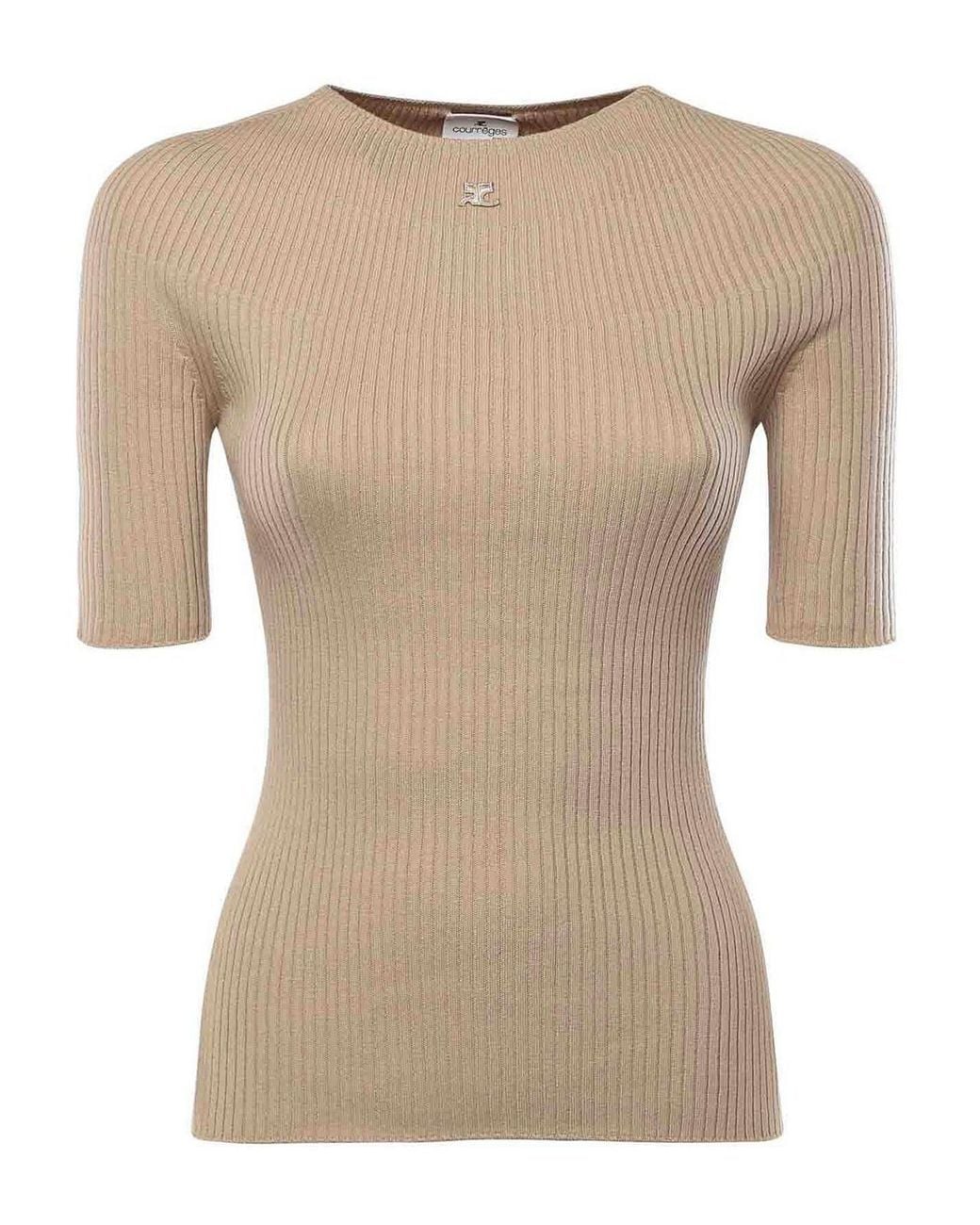 Courreges Natural Solar Ribbed Sweater