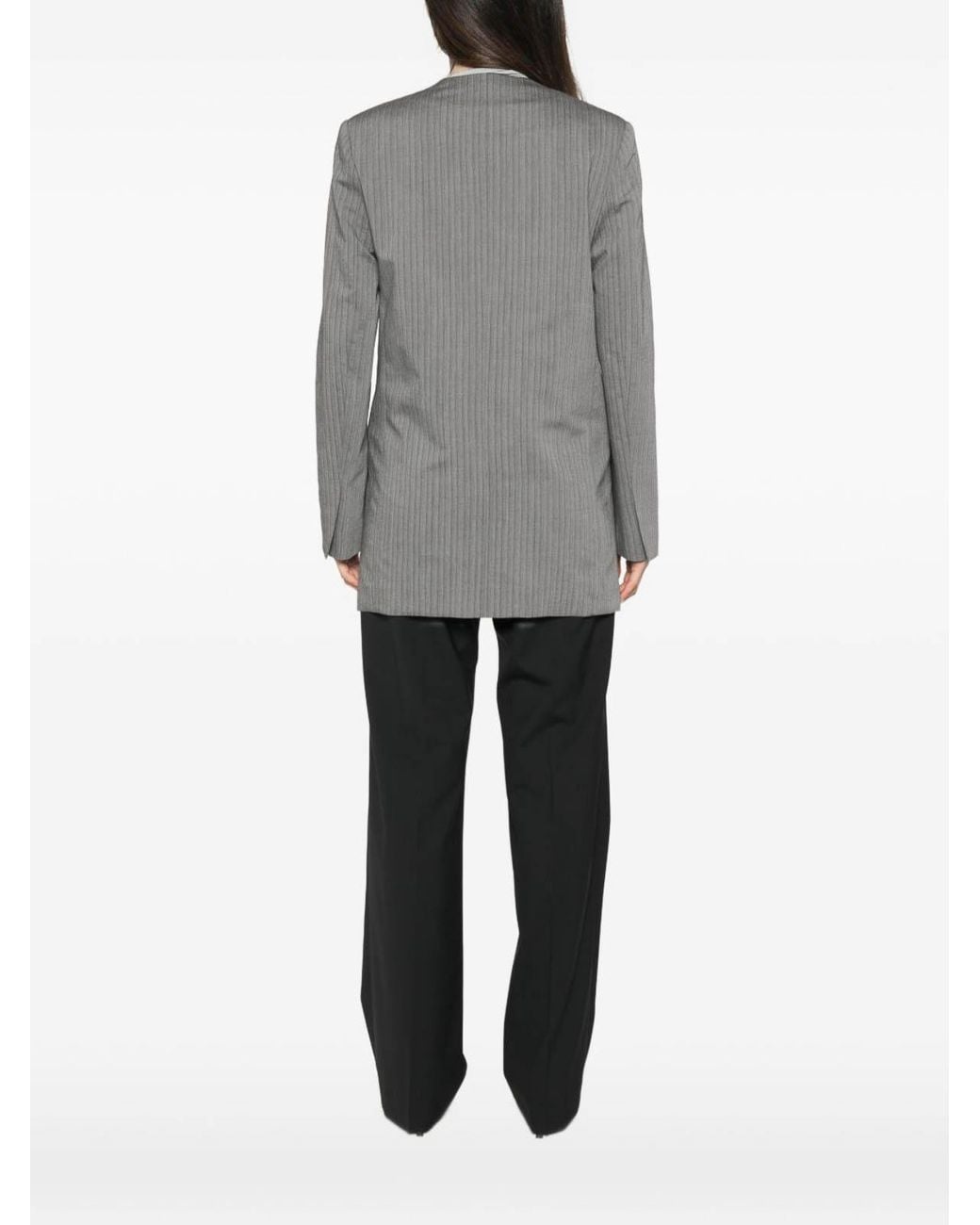 Alberta Ferretti Gray Wool Blend Blazer Jacket
