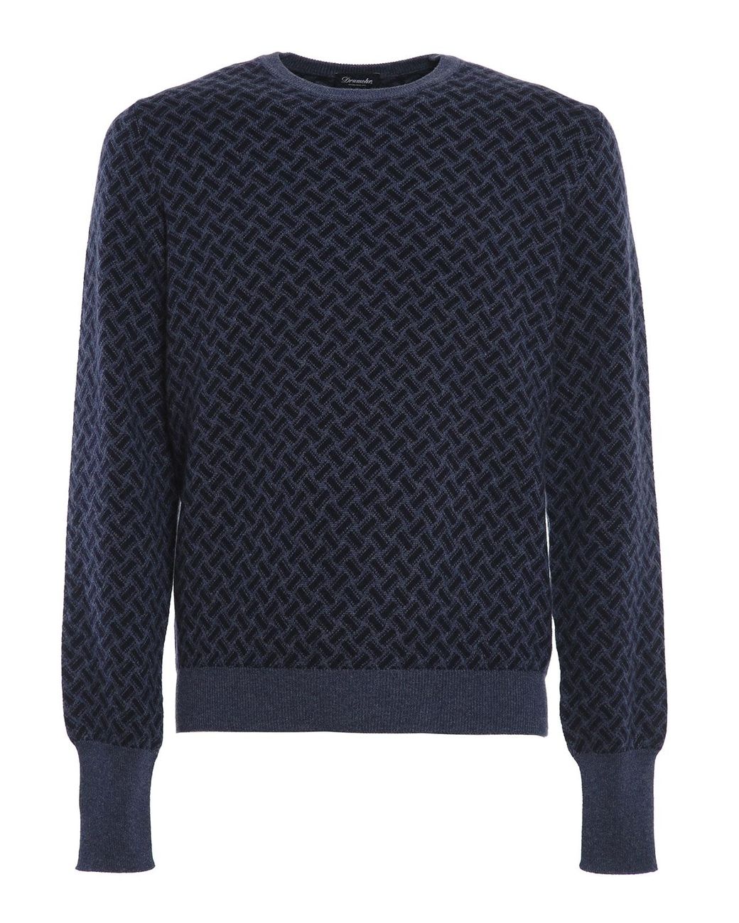 Drumohr Blue Biscuit Pattern Cashmere Jumper for men