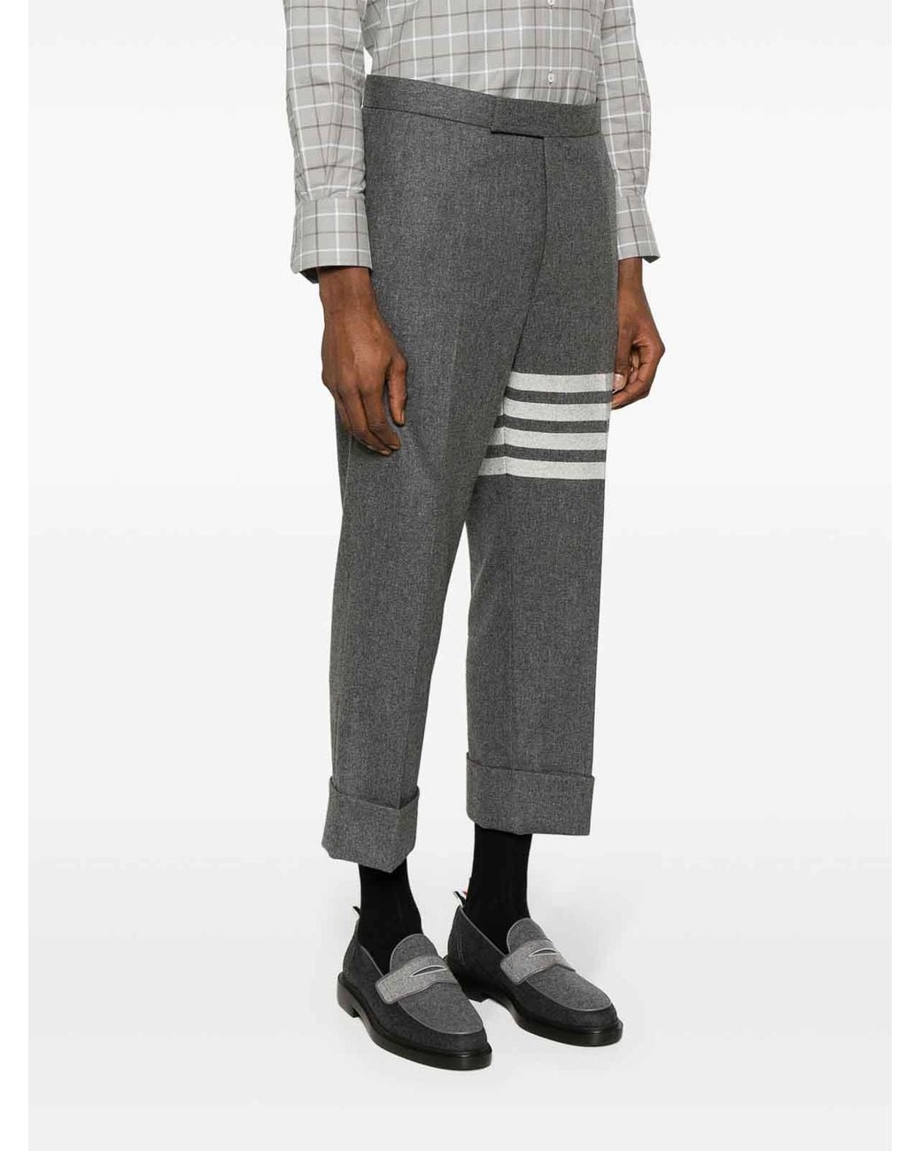 Thom Browne Gray Low-Rise Drop-Crotch Tailored Trousers for men