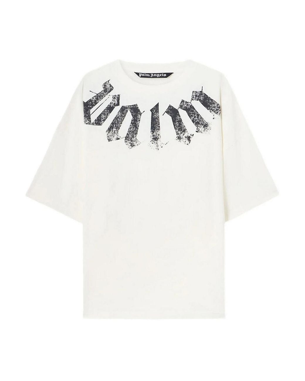 Palm Angels White Big Neck Logo Loose Tee Off for men