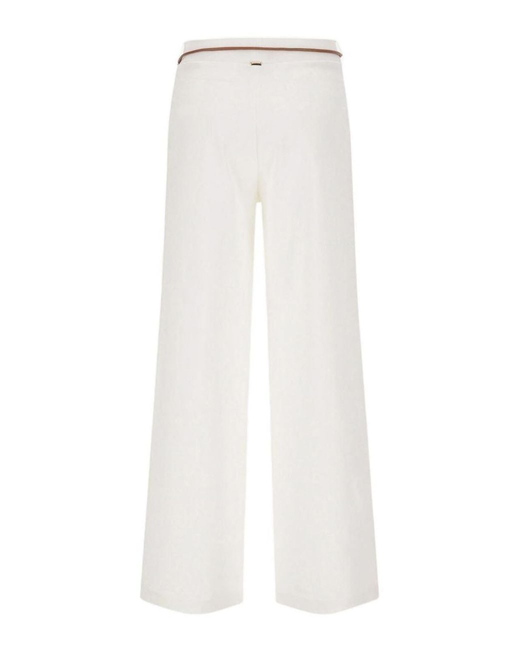 Herno White Regular Fit Trousers With Ironed Crease And Elasticated Waist