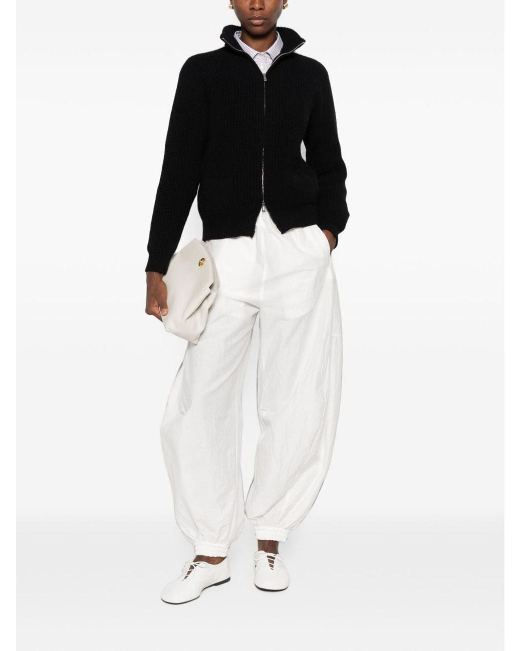 Base London Black Wool Zipped Cardigan