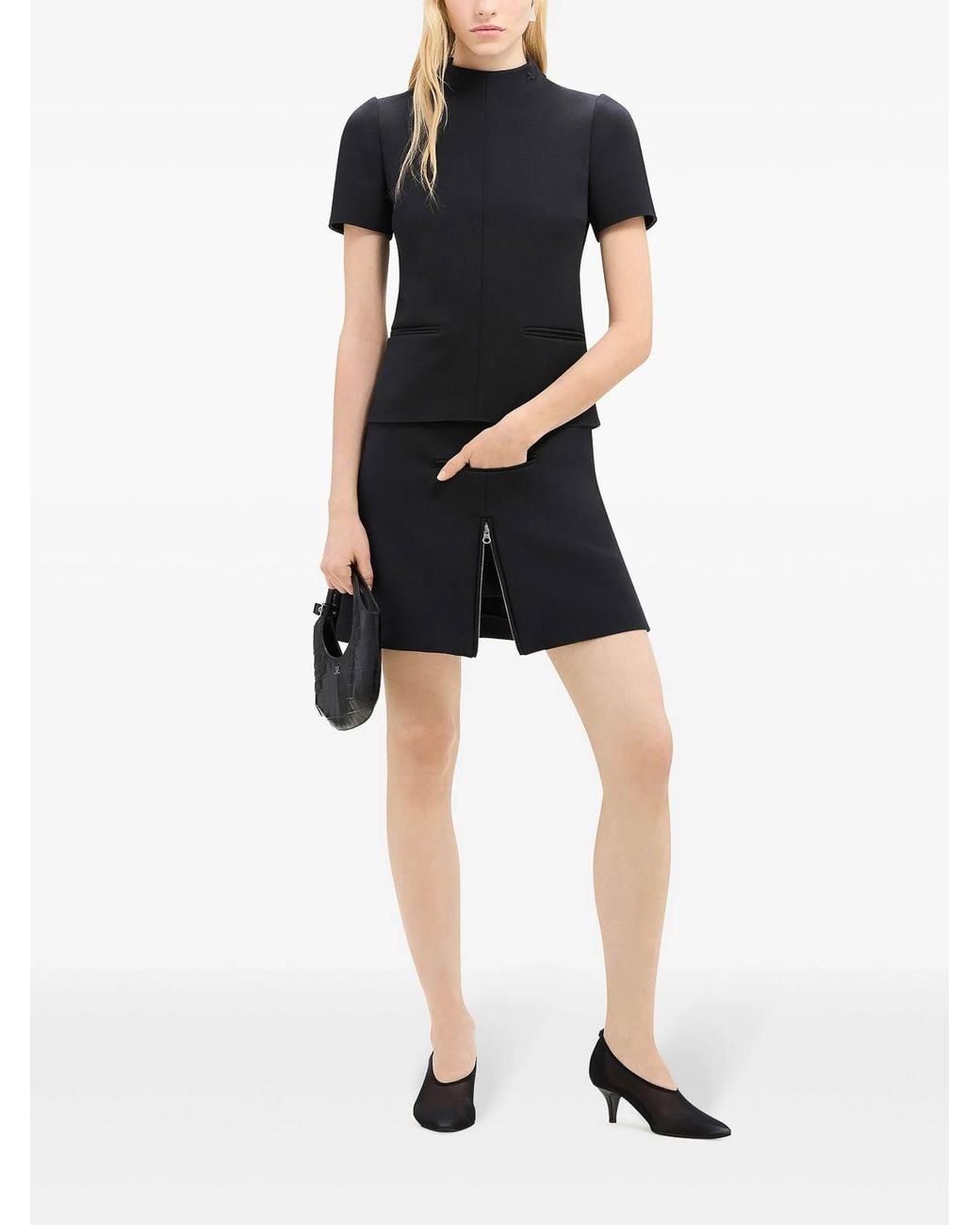 Courreges Black Tailored Zip-Detail Twill Miniskirt