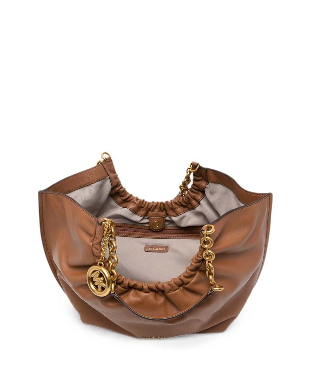 Michael Kors Brown Ruched Hobo Bag