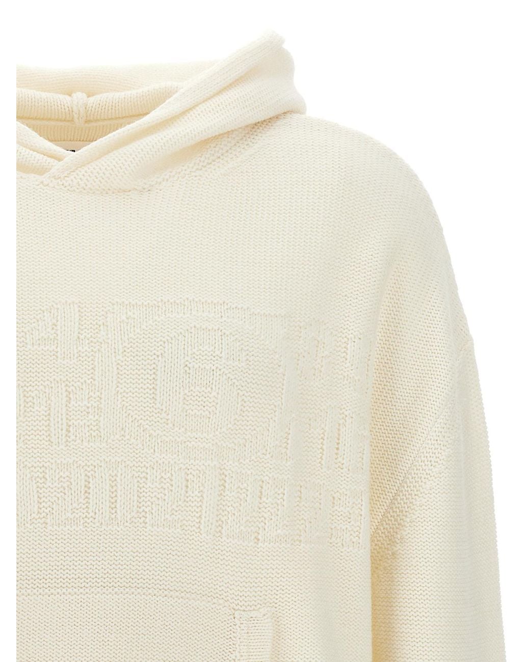 MM6 by Maison Margiela Natural Wool Knitted Hoodie for men