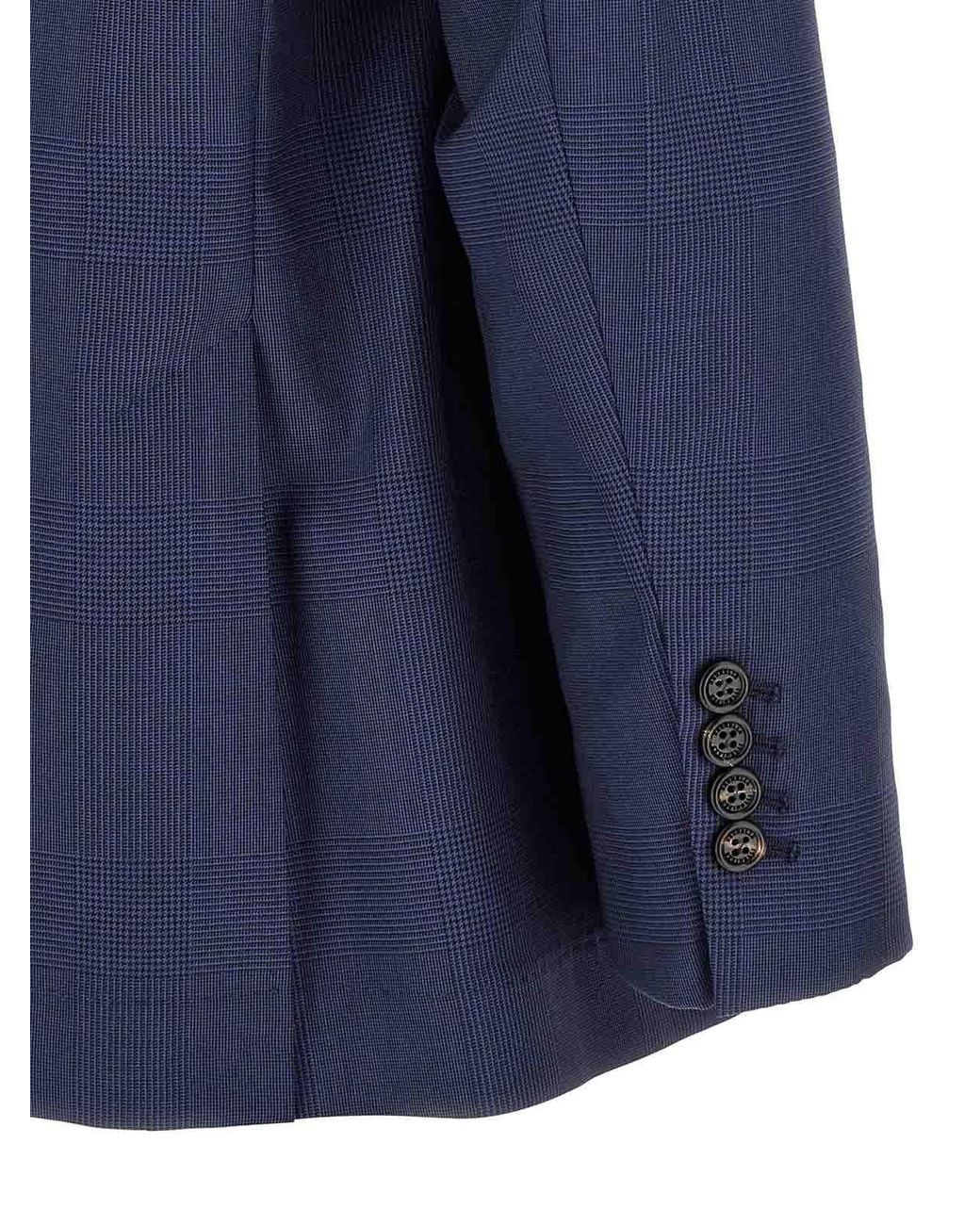 Brunello Cucinelli Blue Prince Of Wales Blazer for men