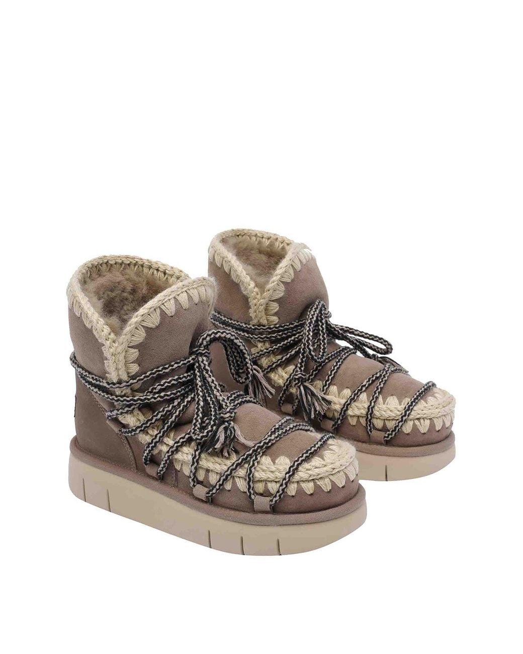 Mou Brown Bounce Scoubidou Lace Booties