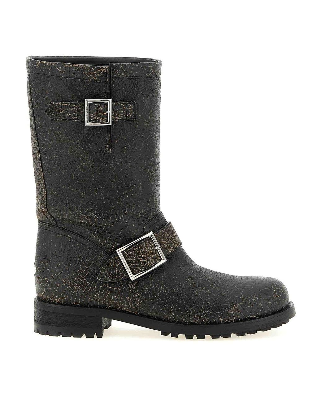 Jimmy Choo Black Biker Mid' Ankle Boots