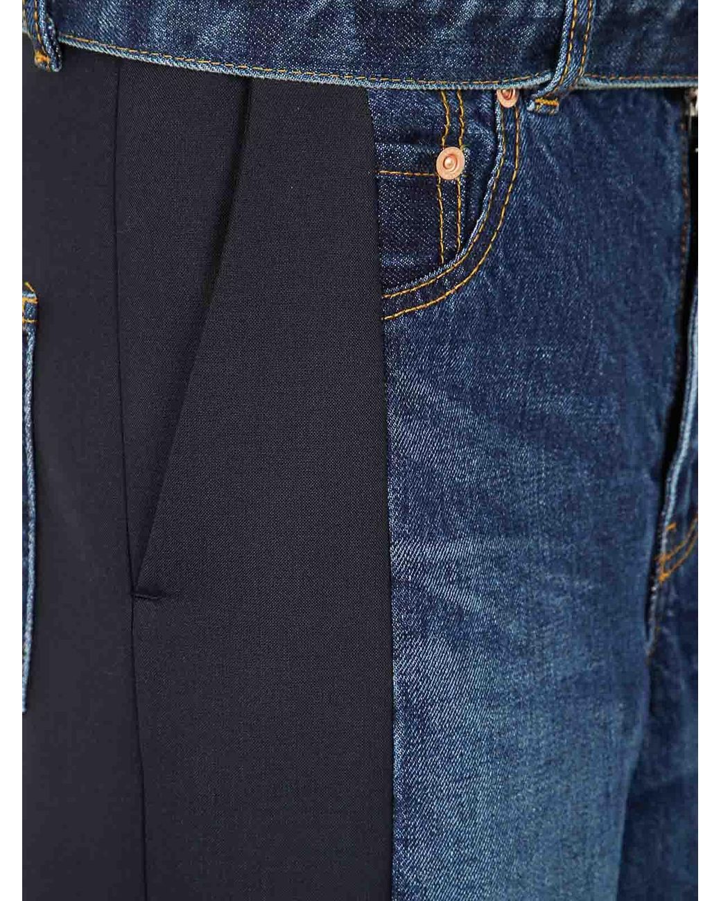 Sacai Blue Denim X Suiting Pants