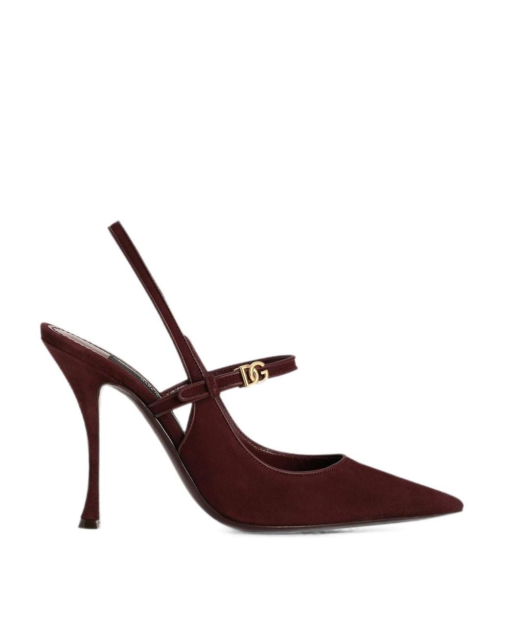Dolce & Gabbana Brown Burgundy Suede High-Heel Slingback Pumps