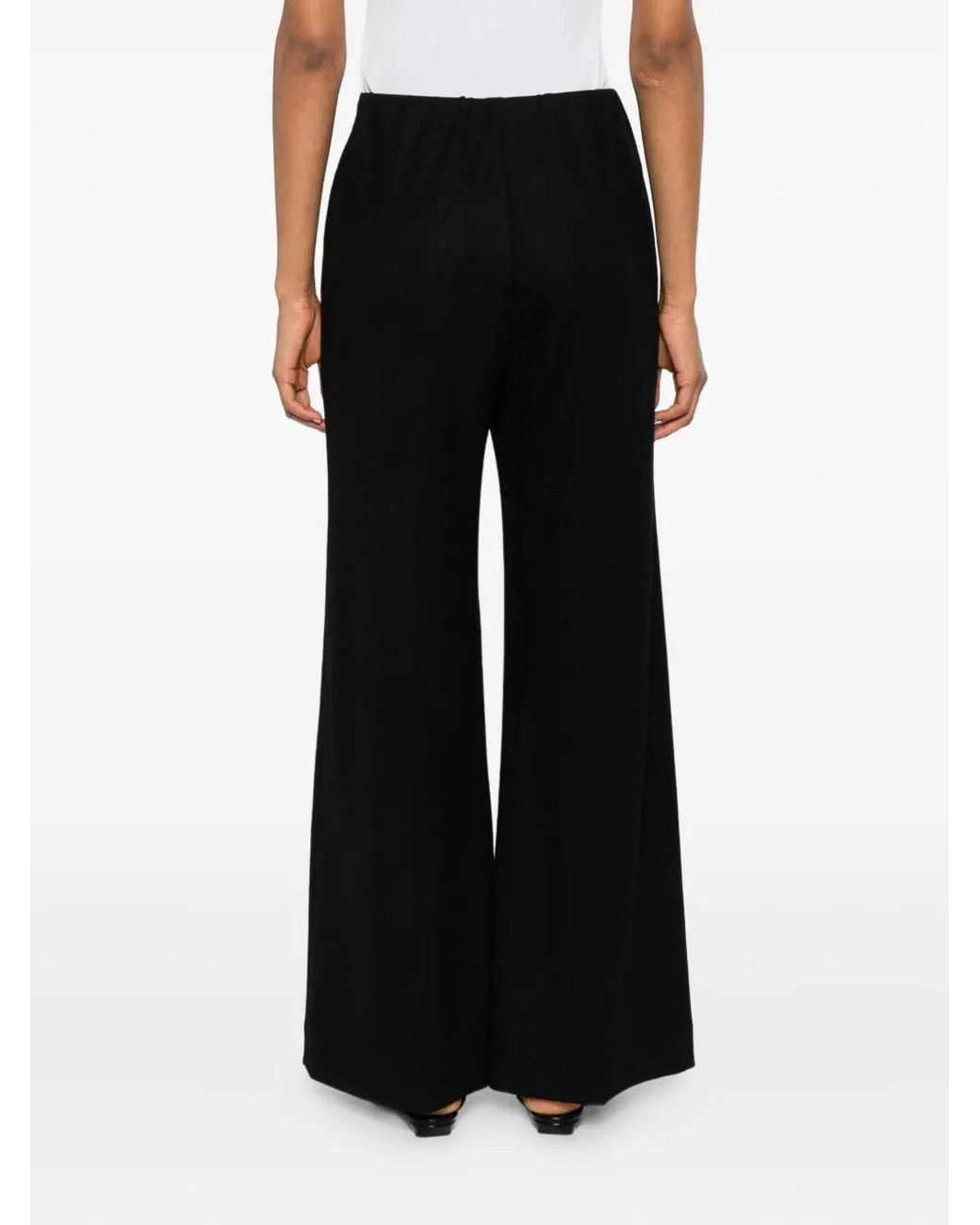 Harris Wharf London Black Flared Superfine Merino Trousers