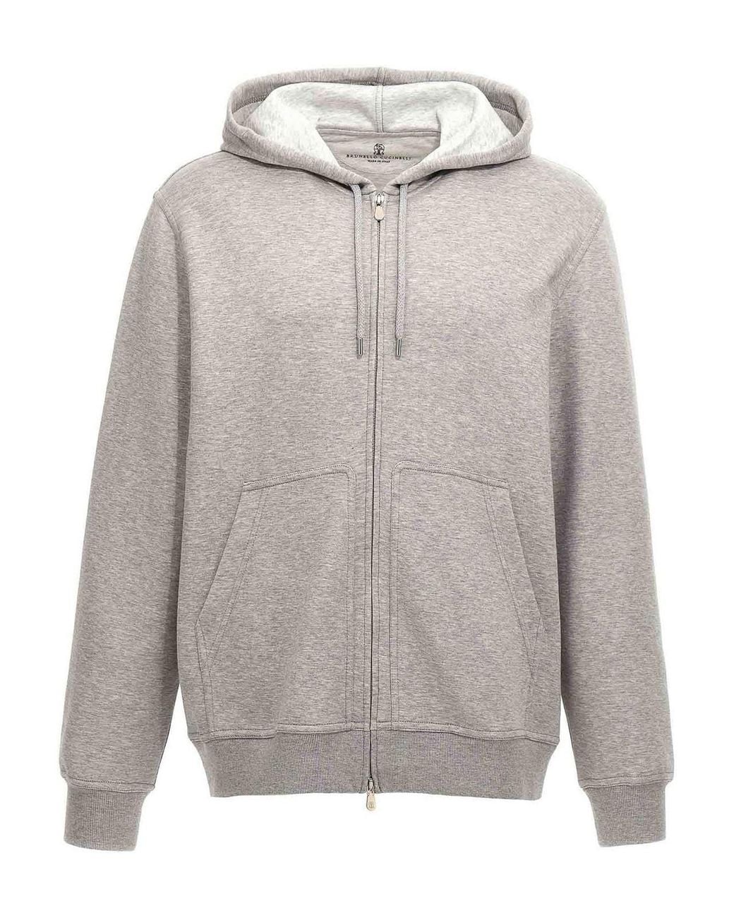 Brunello Cucinelli Gray Cotton Blend Hoodie for men