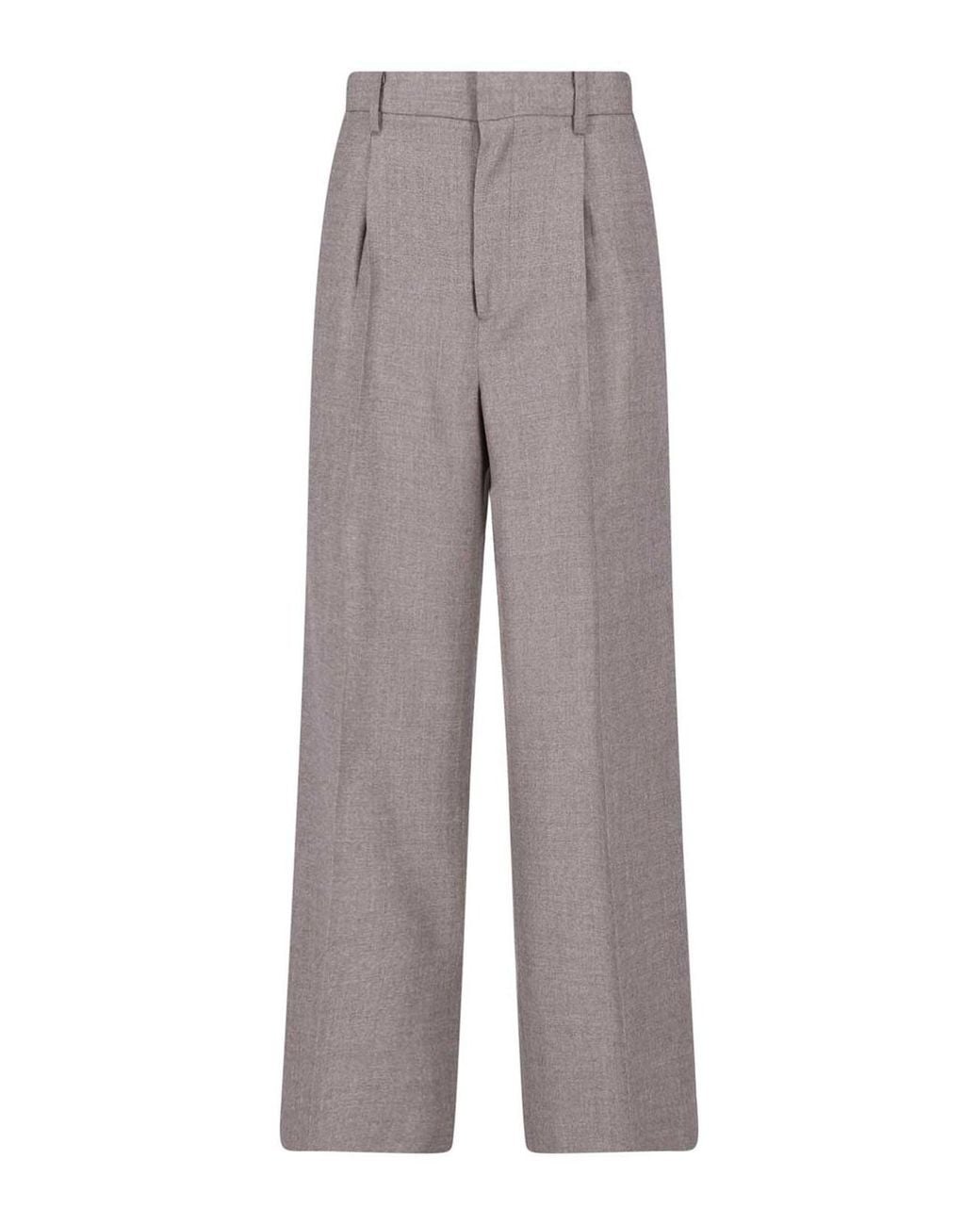 Auralee Gray Tailored Wool Trousers