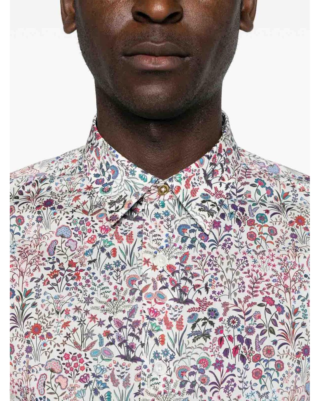 Paul Smith Multicolor Organic Cotton Floral Print Shirt for men