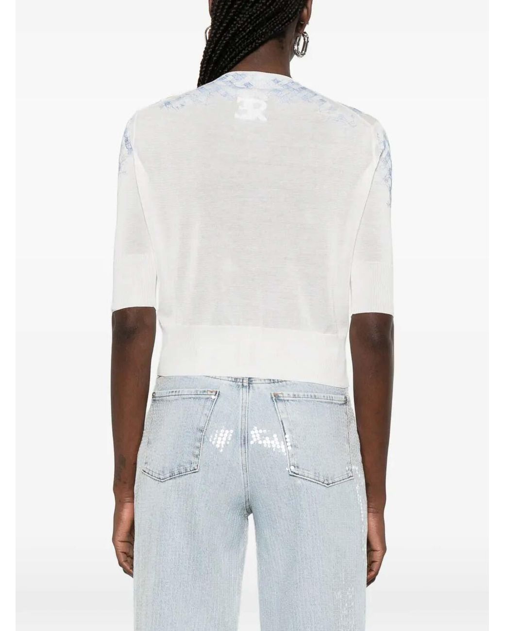 Ermanno Scervino White Short Sleeve Sweater