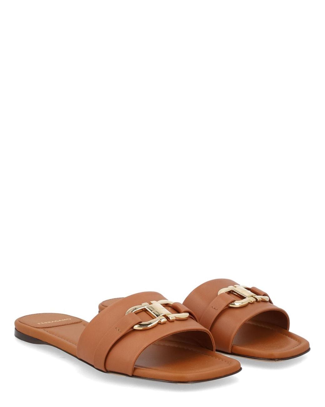 Ferragamo Brown Slide Gancini