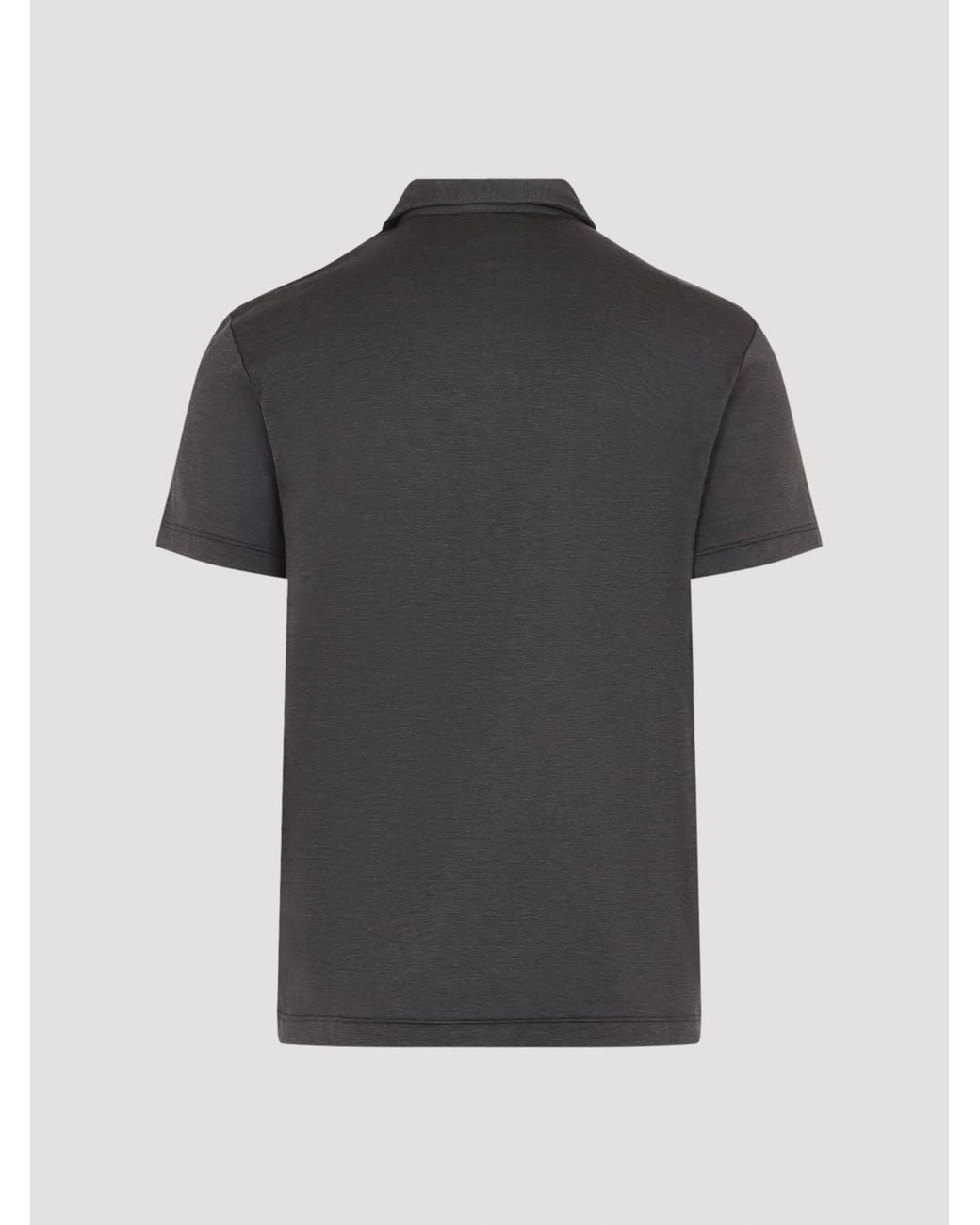 Giorgio Armani Black Silk And Cotton Polo for men