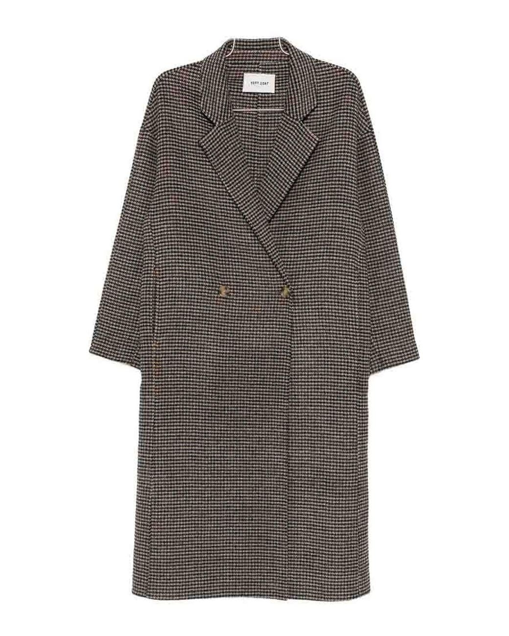 Soft Goat Gray Wool Double-Breasted Coat