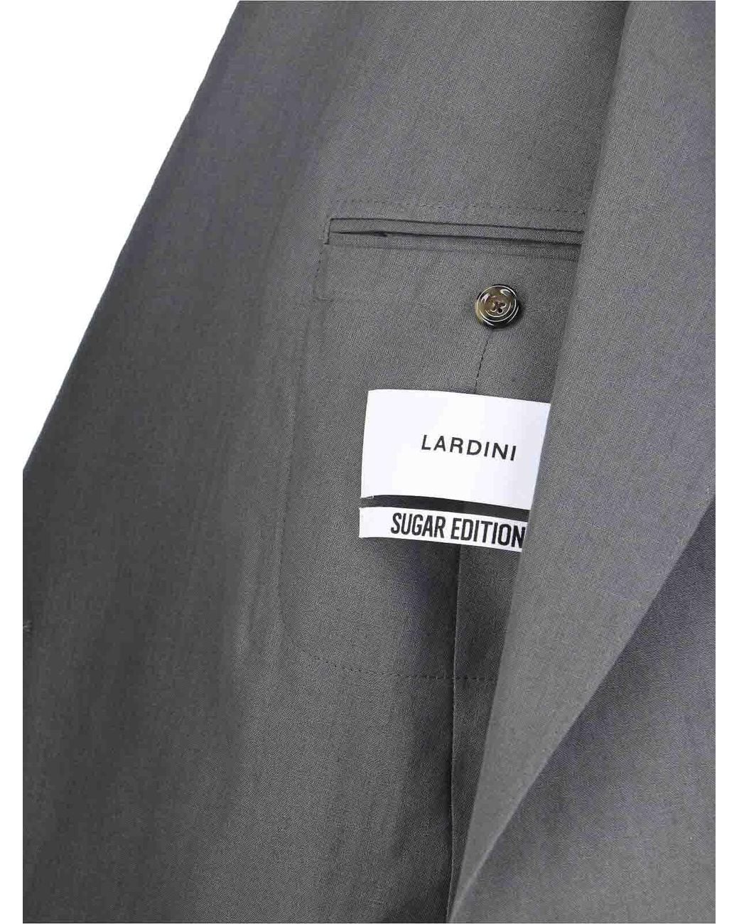 Lardini Gray Double-Breasted Linen Suit for men