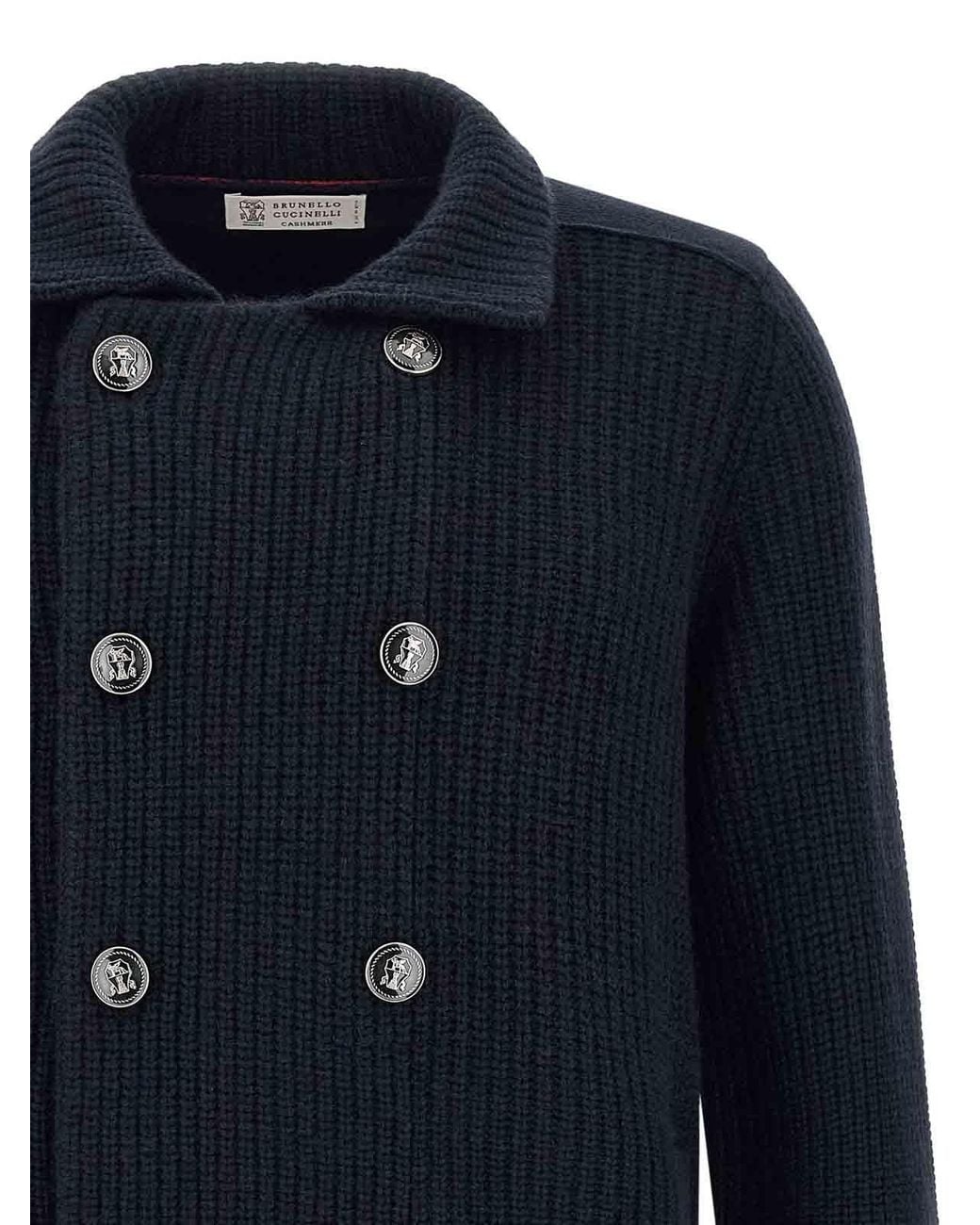Brunello Cucinelli Blue Marina Cashmere Cardigan for men
