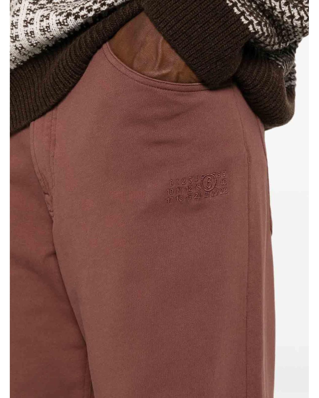 MM6 by Maison Margiela Brown Casual Cotton Trousers With Pockets for men