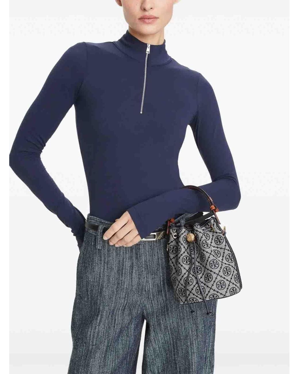 Tory Burch Black T Monogram Mini Bucket Bag