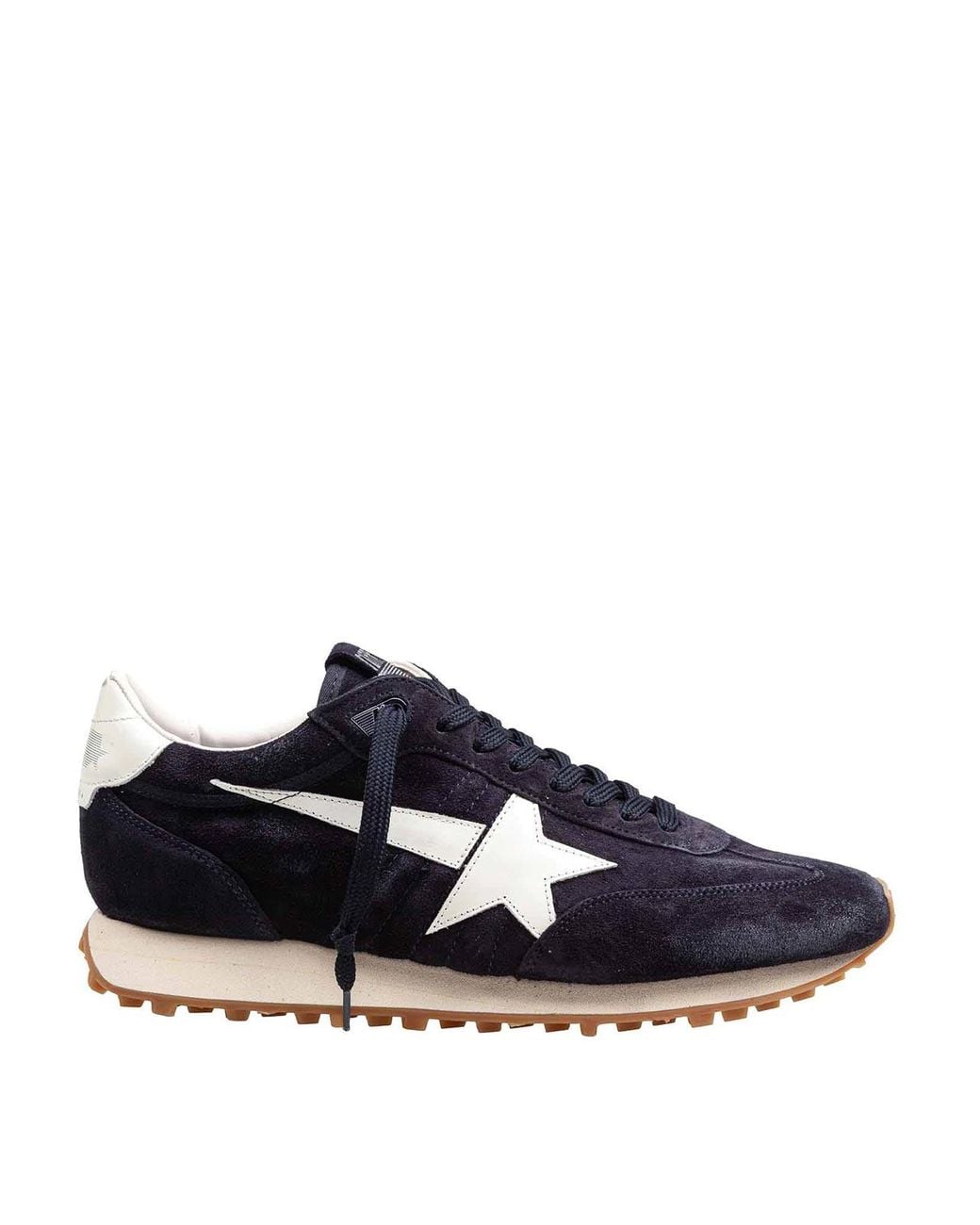Golden Goose Deluxe Brand Blue Leather And Suede Marathon Sneakers With Distressed Effect for men
