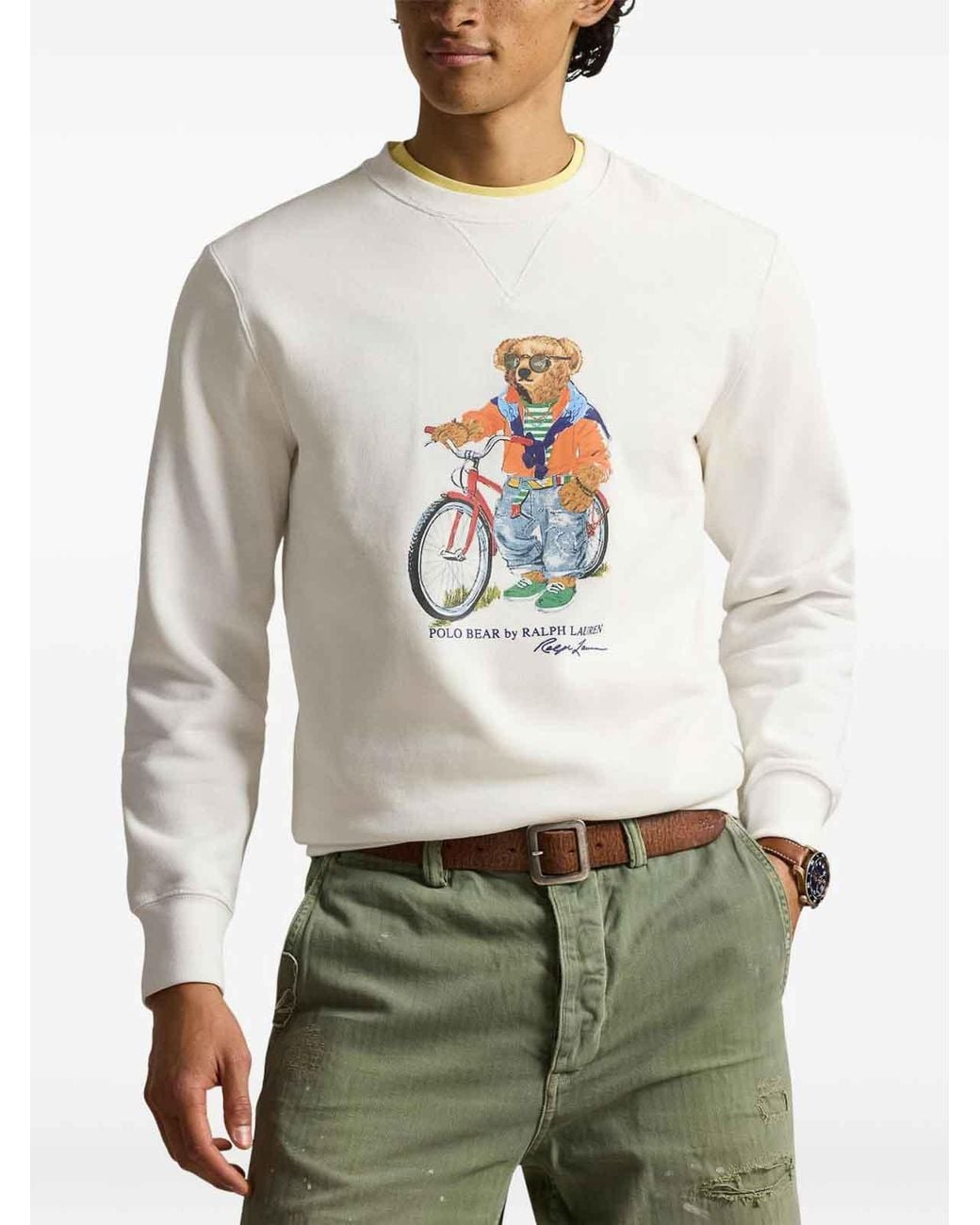 Polo Ralph Lauren White Crew-Neck Sweater With Long Sleeves for men