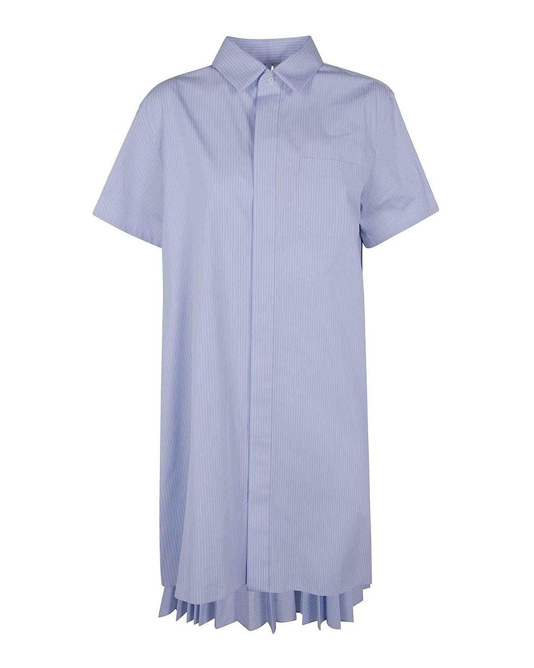 Sacai Blue Cotton Poplin Dress