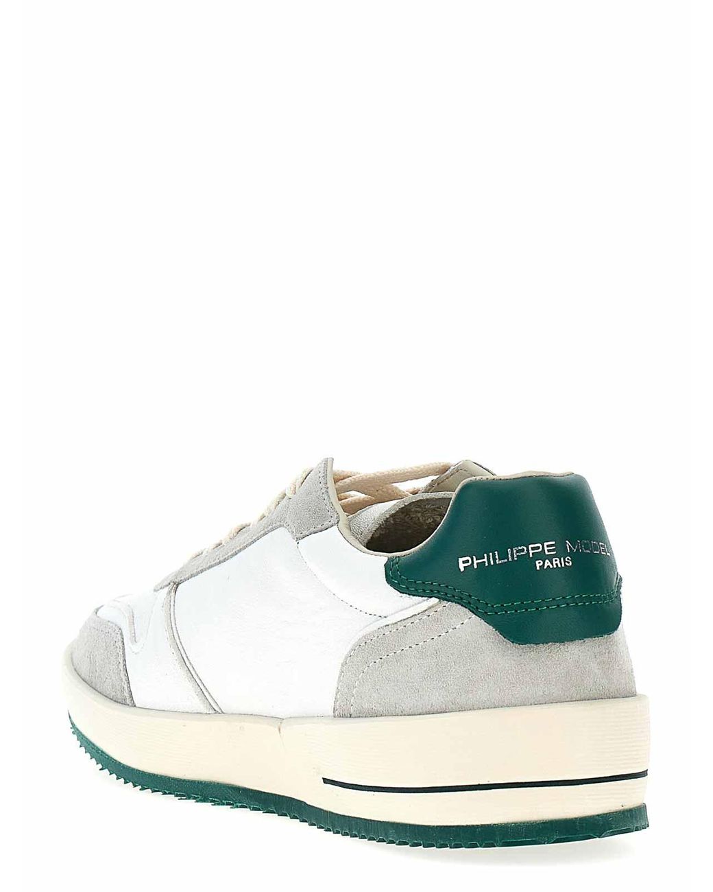 Philippe Model White Leather And Suede Sneakers