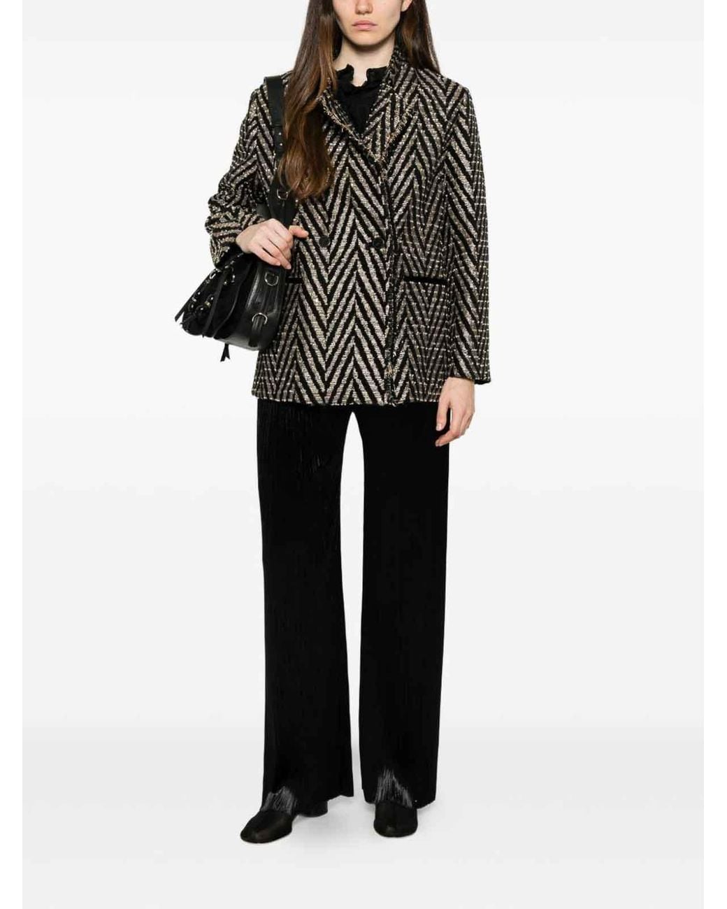 Forte_forte Gray Chevron Oversized Jacket