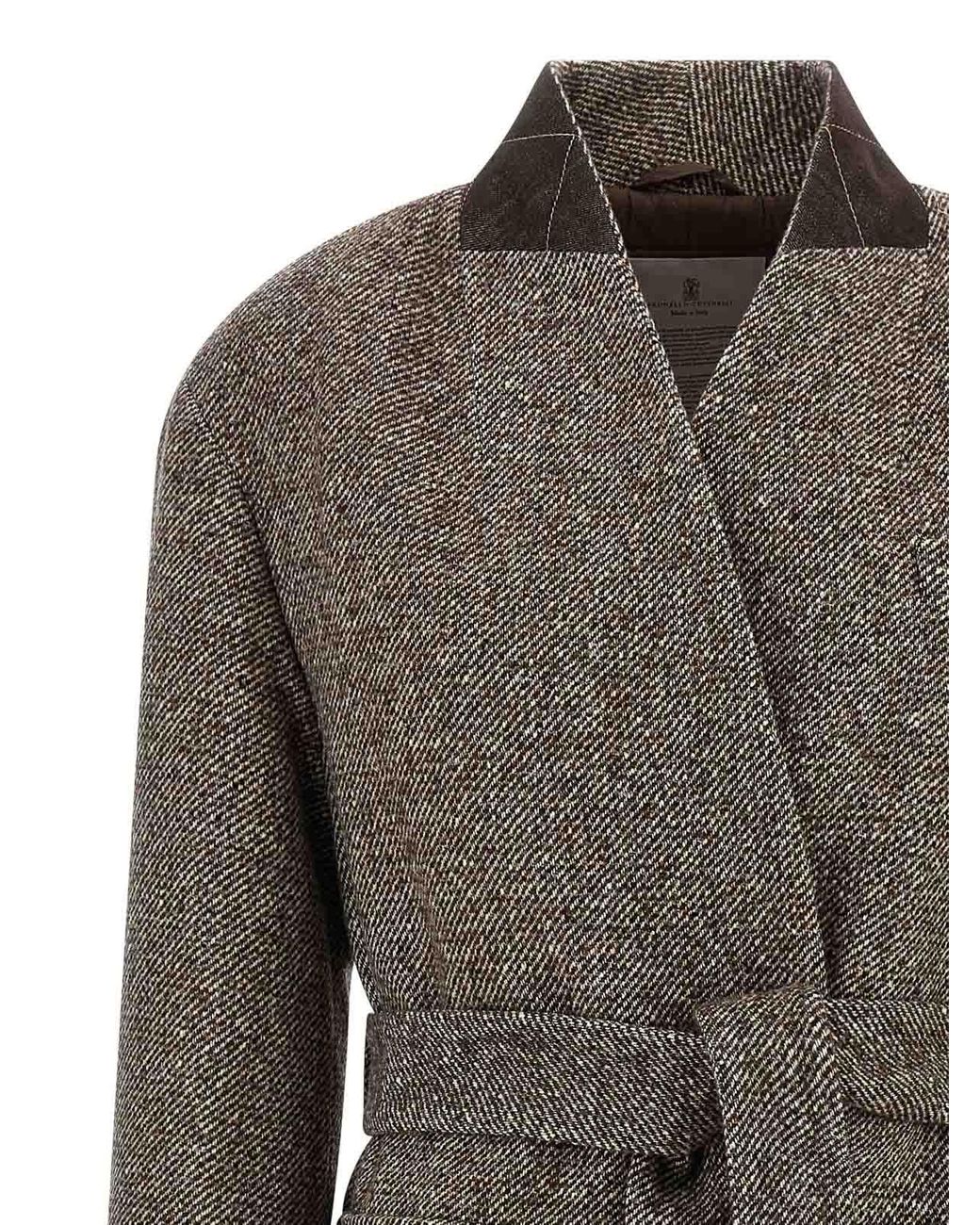 Brunello Cucinelli Gray Single-Breasted Coat